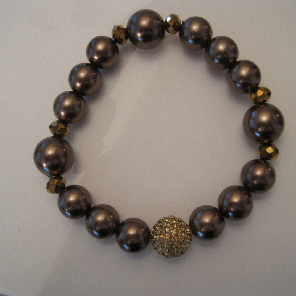 CHARTER CLUB GOLD & BROWN FAUX PEARL BRACELET